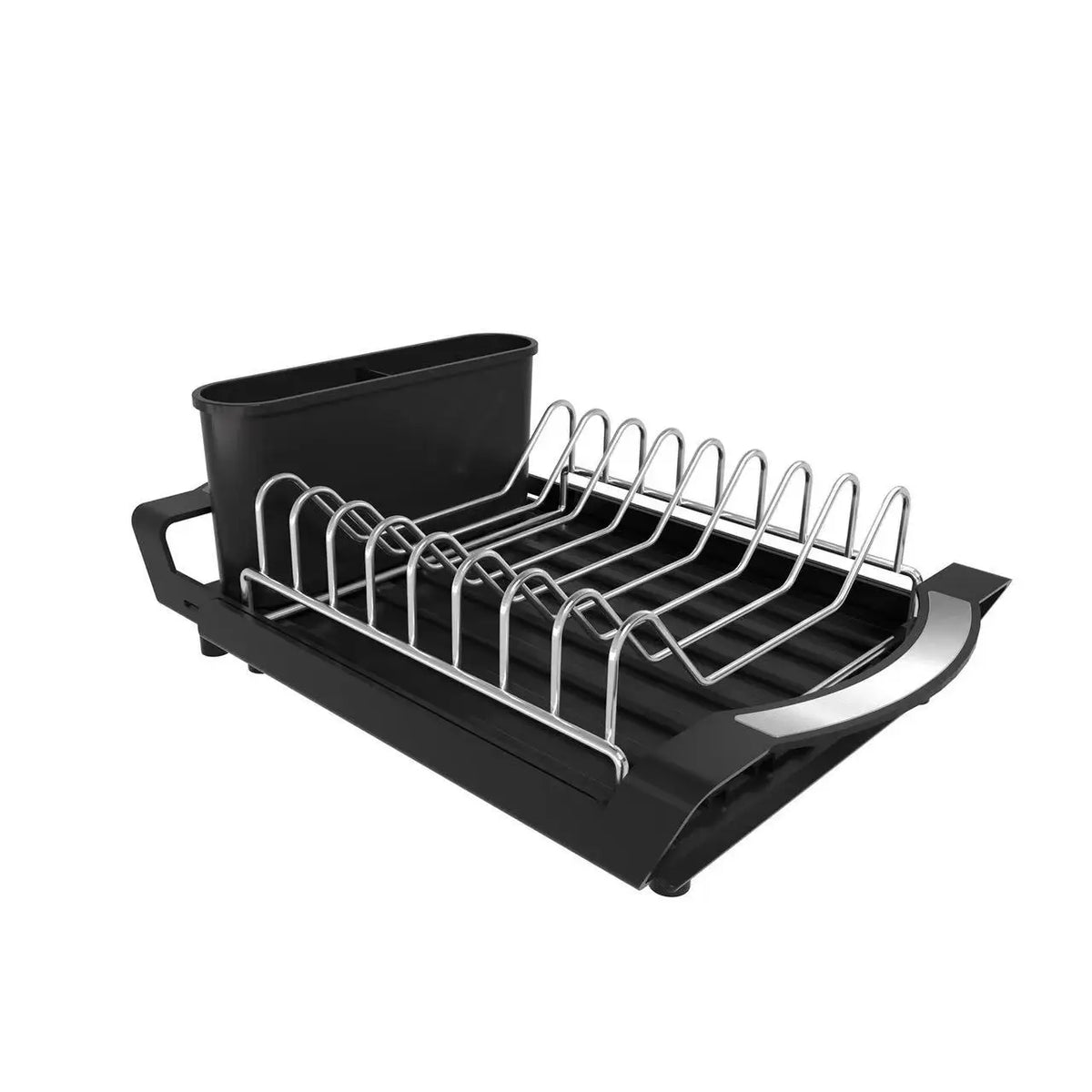 Expandable Small Dish Drying Rack – Pull-Out Metal Dish Drainer with Removable Cutlery Holder