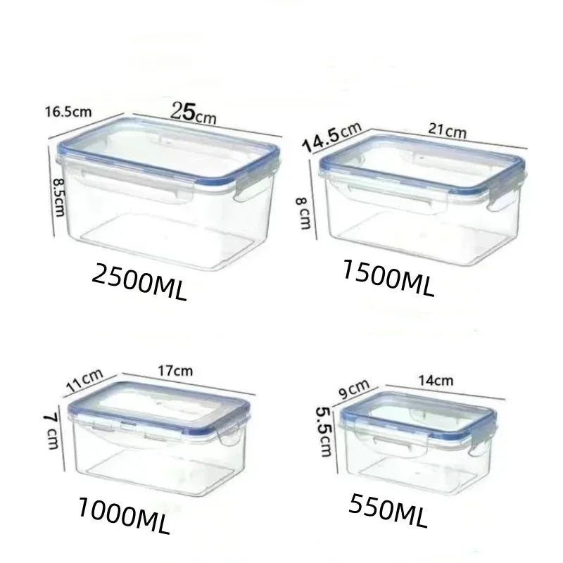 Sealed Rectangular Refrigerator Storage Box with Lid – Plastic Crisper Microwave Lunch Box