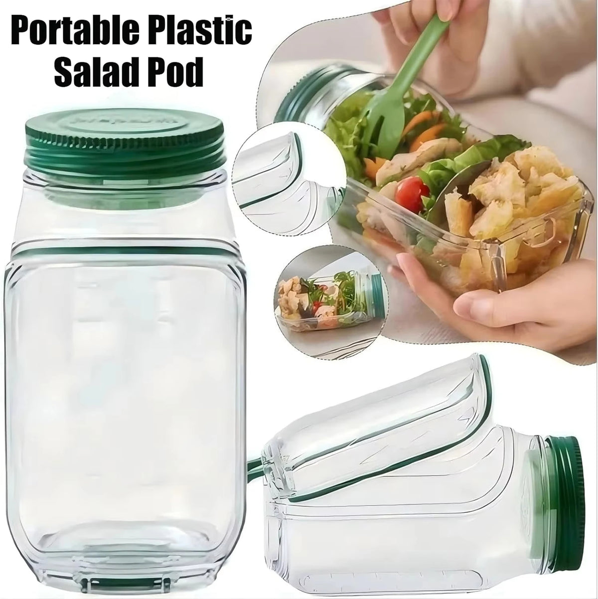 Portable Plastic Salad Pod – Leak-Proof All-In-One Fresh Salad & Meal Prep Container