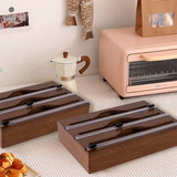Bamboo Kitchen Wrap Dispenser with Foil & Cling Film Cutter – Wooden Storage Holder