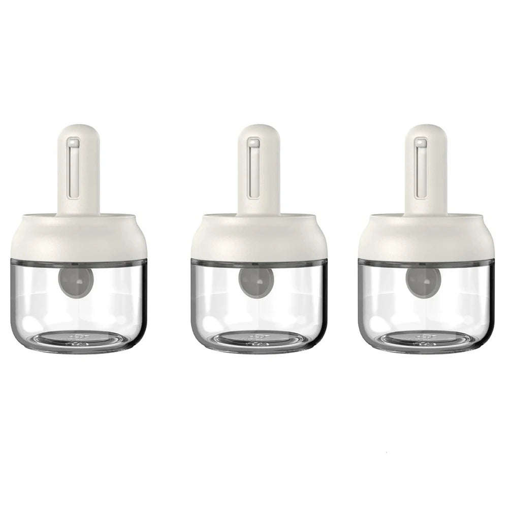 1/3 Pcs Glass Seasoning Bottle with Telescopic Spoon – Leak & Moisture-Proof Kitchen Storage