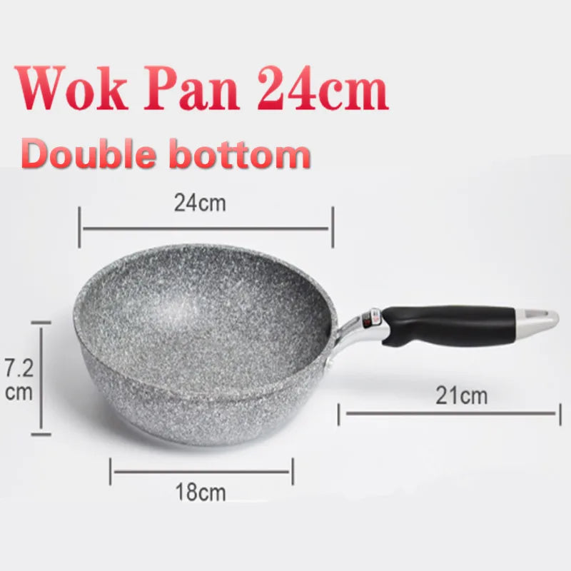 Durable Stone Frying Wok Pan – Non-Stick Ceramic Cookware for Gas & Induction