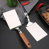 Stainless Steel Square Head Steak Spatula – Wooden Handle BBQ & Cooking Turner