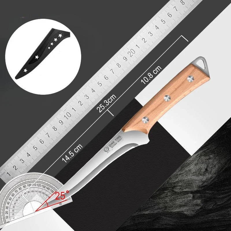 Stainless Steel Bone-Picking Knife – Professional Butcher Knife with Protective Cover