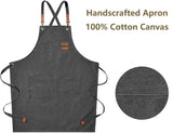 New Fashion Canvas Kitchen Apron – Adjustable Cross-Back Chef Apron for Men & Women