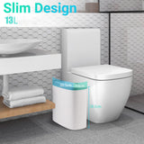 Automatic Bathroom Trash Can with Lid – Touchless Motion Sensor Slim Garbage Bin for Kitchen & Bedroom