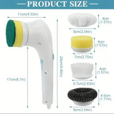 5-in-1 Electric Cleaning Brush – Multifunctional Kitchen & Bathroom Scrubber