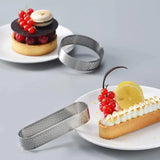 6PCS/8PCS Oval Perforated Tart Rings – Stainless Steel Professional Pastry & Baking Molds