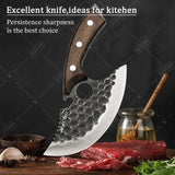 WXCOO Hand-Forged Hammered Chef Knife – Stainless Steel Meat Cleaver & Multi-Purpose Kitchen Knife