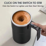 380ML Electric Self-Stirring Coffee Mug – Rechargeable Magnetic Mixing Cup with Temperature Display (IP67 Waterproof, BPA-Free)
