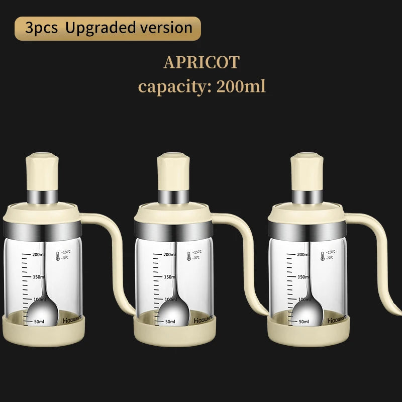 Glass Spice Jar Organizer – Sugar Bowl & Salt Shaker with Spoon