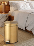 Modern 5L Stainless Steel Champagne Dust Bin – Silent Foot Pedal Trash Can for Bathroom & Kitchen