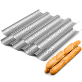 Nonstick Perforated French Bread Baking Pan – 4-Wave Baguette Loaf Mold