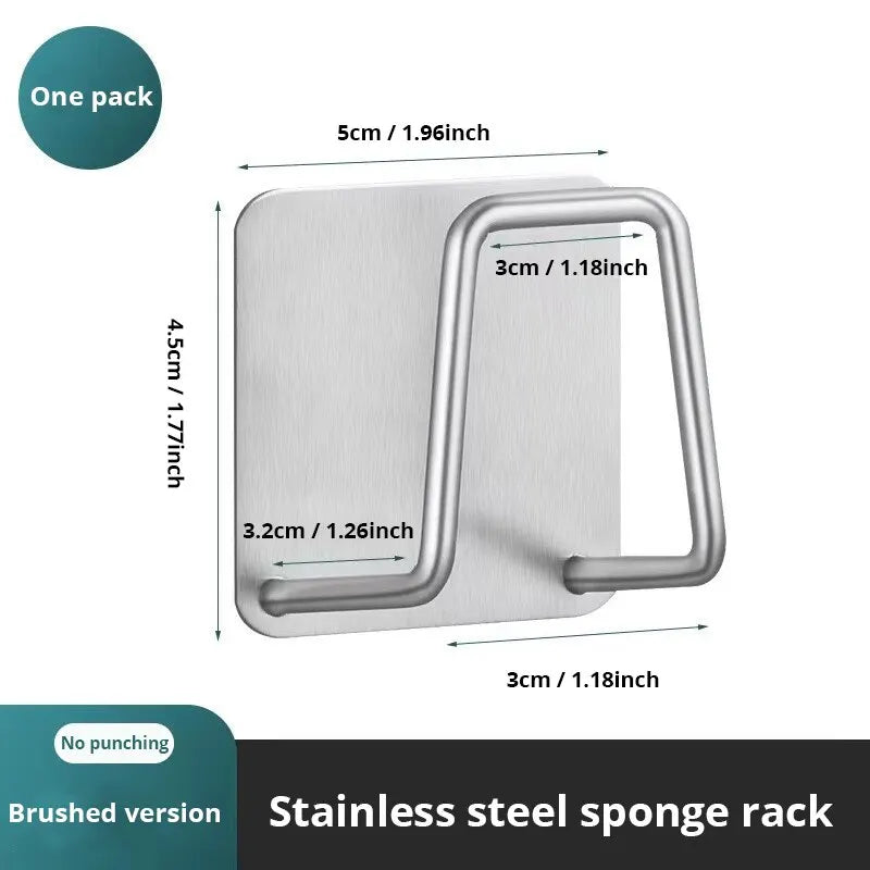 Stainless Steel Sink Sponge Rack – Inner Wall Draining Holder with Suction Cup
