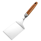 Stainless Steel Square Head Steak Spatula – Wooden Handle BBQ & Cooking Turner