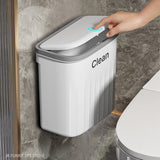 12/16L Press Type Wall Mounted Trash Can with Lid – Hanging Waste Bin for Bathroom & Kitchen