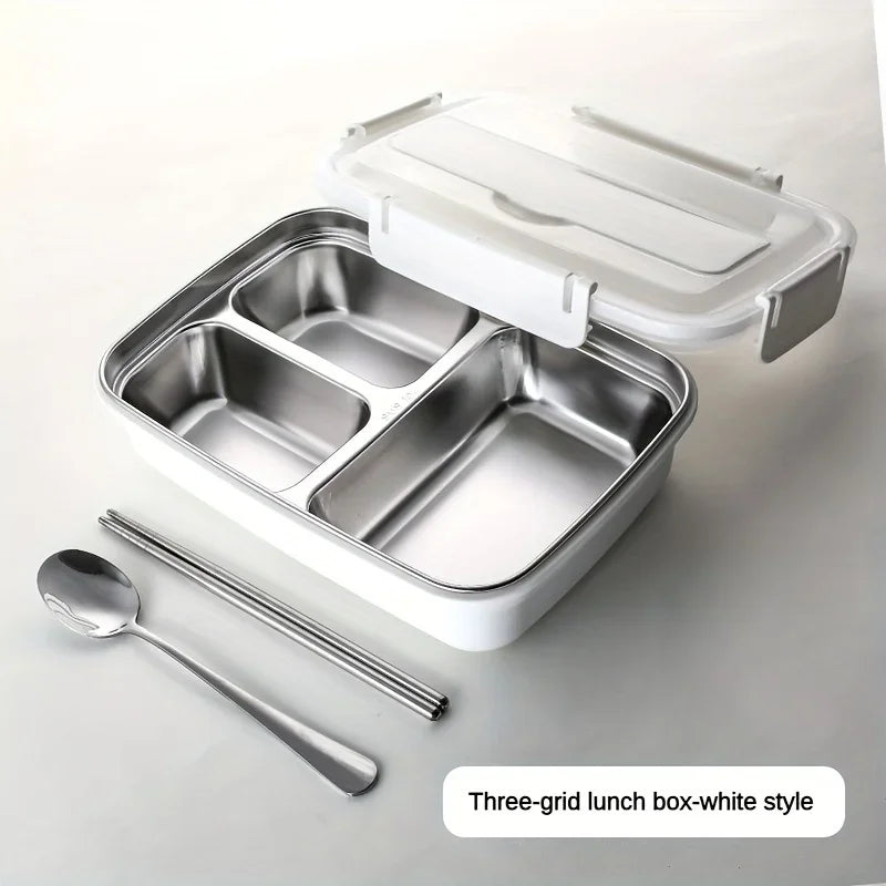 Easy-Clean Stainless Steel Bento Container – Leak-Proof Lunch Box for Students & Office Workers (3/4 Compartments)