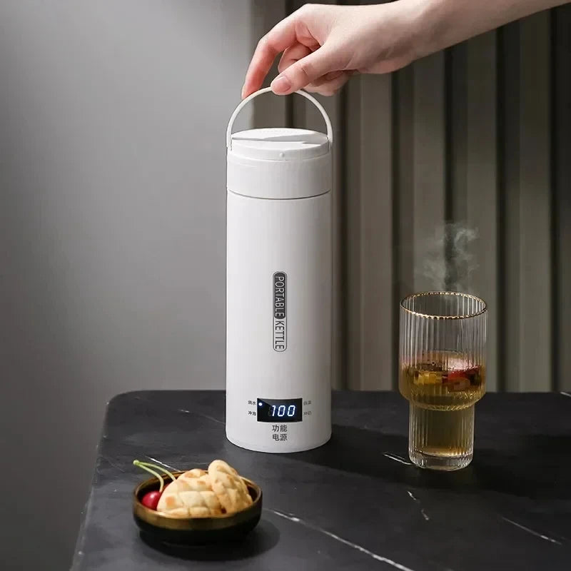 HOMEFISH 450ML Portable Electric Kettle – Travel Tea & Coffee Kettle with Thermal Cup