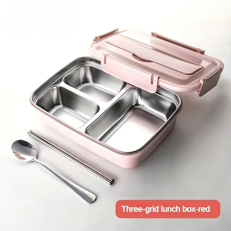 Easy-Clean Stainless Steel Bento Container – Leak-Proof Lunch Box for Students & Office Workers (3/4 Compartments)