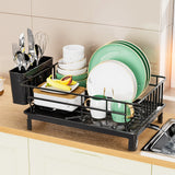 Kitchen Dish Draining Rack – Countertop Storage Rack with Cutlery & Cup Holder