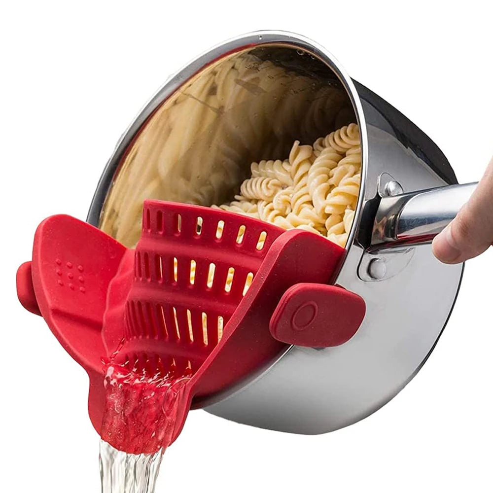 Silicone Clip-On Kitchen Strainer – Pot & Pan Drain Rack for Pasta, Vegetables & Fruits