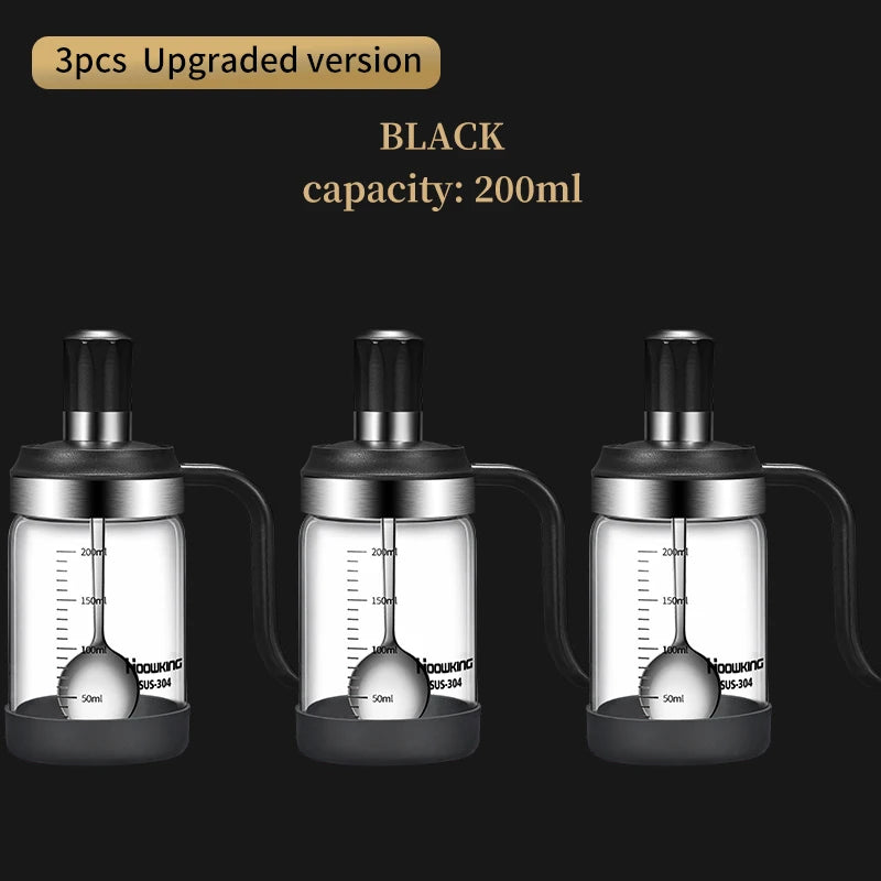 Glass Spice Jar Organizer – Sugar Bowl & Salt Shaker with Spoon