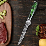 Laser Damascus Pattern Stainless Steel Kitchen Knife for Meat, Vegetables, Bread & Fruit