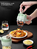 4-in-1 Electric Vegetable Cutter Set – Wireless Garlic Masher, Food Chopper & Meat Grinder