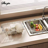 Stainless Steel Telescopic Sink Drain Rack – Non-Slip Dish Drying & Countertop Organizer