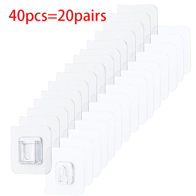 Double-Sided Adhesive Wall Hooks – Strong Transparent Suction Cup Hangers for Kitchen & Bathroom