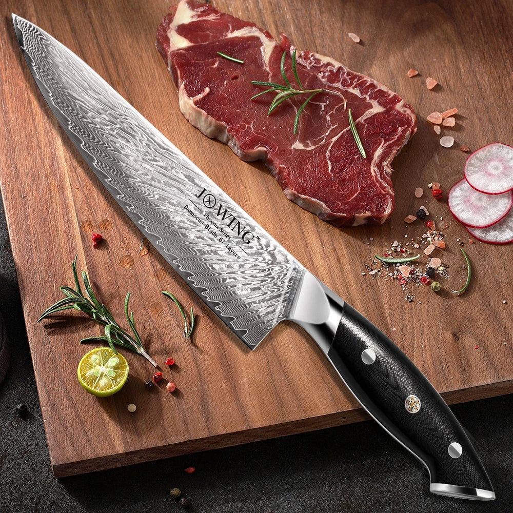 High-Quality Stainless Steel Damascus Chef Knife – Professional Kitchen Knife with Sharp, Durable Blade