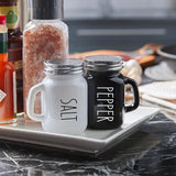 Black and White 2pcs Salt and Pepper Shaker Set – 4.4oz Vintage Glass Seasoning Shakers for Home