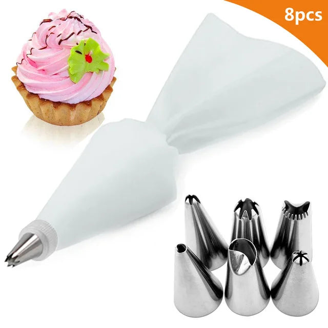 Reusable Silicone Pastry Bag Set with 24 Icing Nozzles DIY Cake Decorating Tools