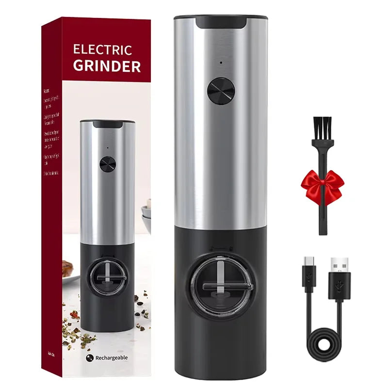 Electric Salt & Pepper Grinder Set with LED Light – USB Rechargeable Automatic Spice Mill
