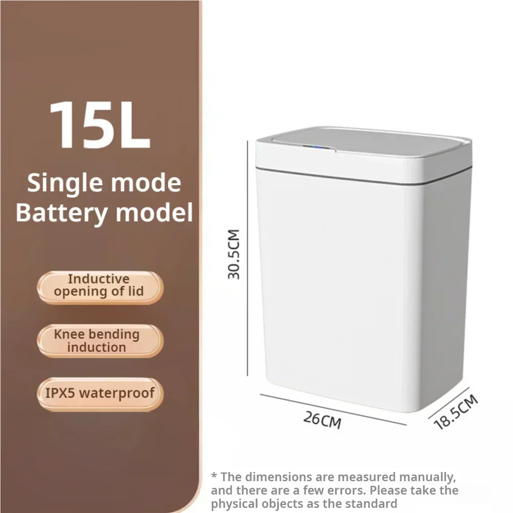 15L Smart Bathroom Trash Can – Touchless Sensor Garbage Bin with Automatic Bagging & Waterproof Design