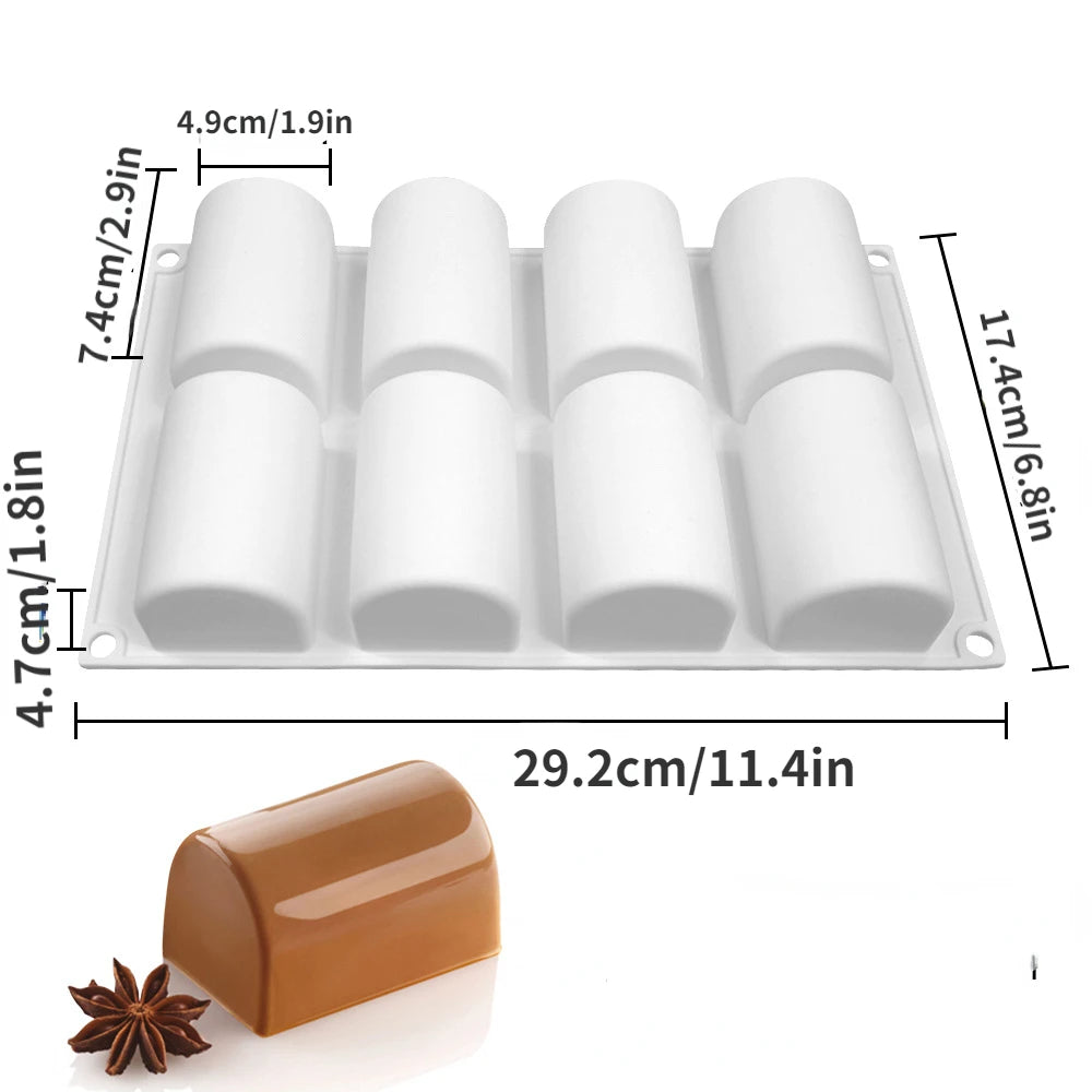 Elliptical Bar Chocolate Cake Silicone Mold, French Dessert & Mousse Baking Tool