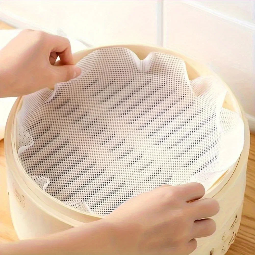 Reusable Silicone Steamer Liners (3 Pcs) – Non-Stick Round Steaming Mats for Bamboo Steamers