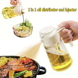 2-in-1 500ml Plastic Oil Spray Bottle – Spray & Pour Oil Dispenser for Cooking & BBQ
