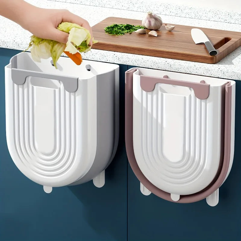 S/L Kitchen Folding Hanging Trash Can – Wall-Mounted Cabinet Garbage Bin for Home & Bathroom