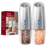 Gravity Sensing Electric Salt & Pepper Grinder Set – Automatic USB Rechargeable Adjustable Spice Mill