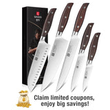 XINZUO Zhi Series 5-Piece Kitchen Knife Set – German 1.4116 Steel with Red Sandalwood Handles