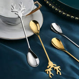 Christmas Elk Head Stainless Steel Coffee Spoon – Festive Table Decoration & Gift