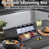 4-Piece Clear Kitchen Seasoning Box – Acrylic Condiment Storage Container with Cover & Spoon