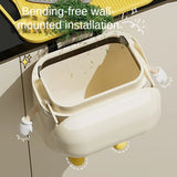 XIAOGUI 9L / 12L Wall-Mounted Kitchen Trash Can – Cream Color, Lid Design, No-Bend Waste Bin