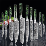 Laser Damascus Pattern Stainless Steel Kitchen Knife for Meat, Vegetables, Bread & Fruit