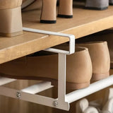 Space-Saving Shoe Rack – Layered Under-Shelf Organizer with Hanging Basket