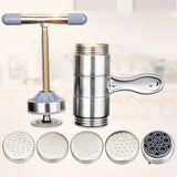 Stainless Steel Manual Noodle Machine – Hand-Cranked Noodle Press with 5 Molds