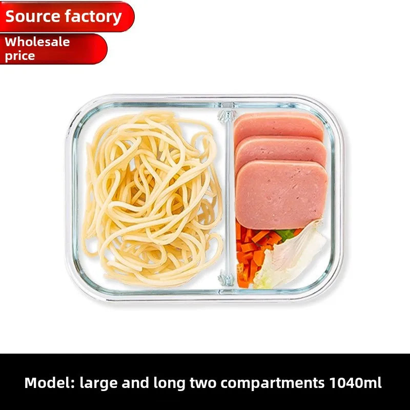 Glass Lunch Box with Lid – Sealed Fresh-Keeping Bento Container for Students, Picnic, and Microwave Use