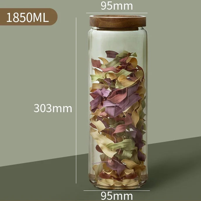 Wood Lid Glass Airtight Canister – Food Storage Jar for Tea, Coffee, Grains & Candy