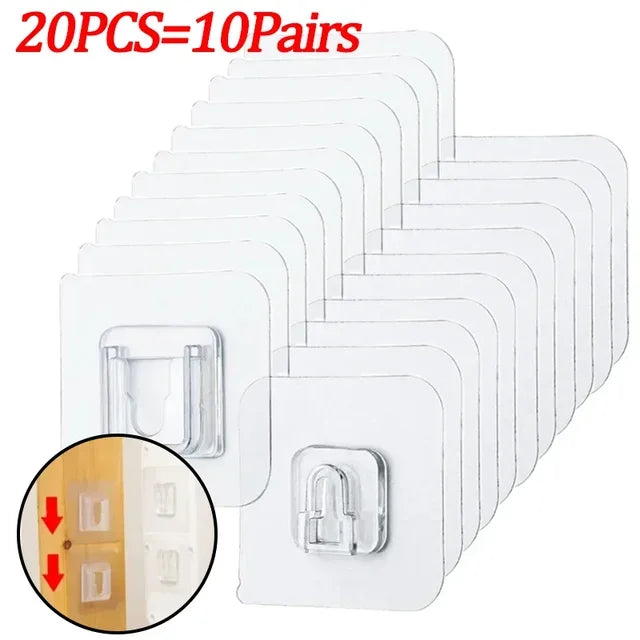Double-Sided Adhesive Wall Hooks – Strong Transparent Suction Cup Hangers for Kitchen & Bathroom